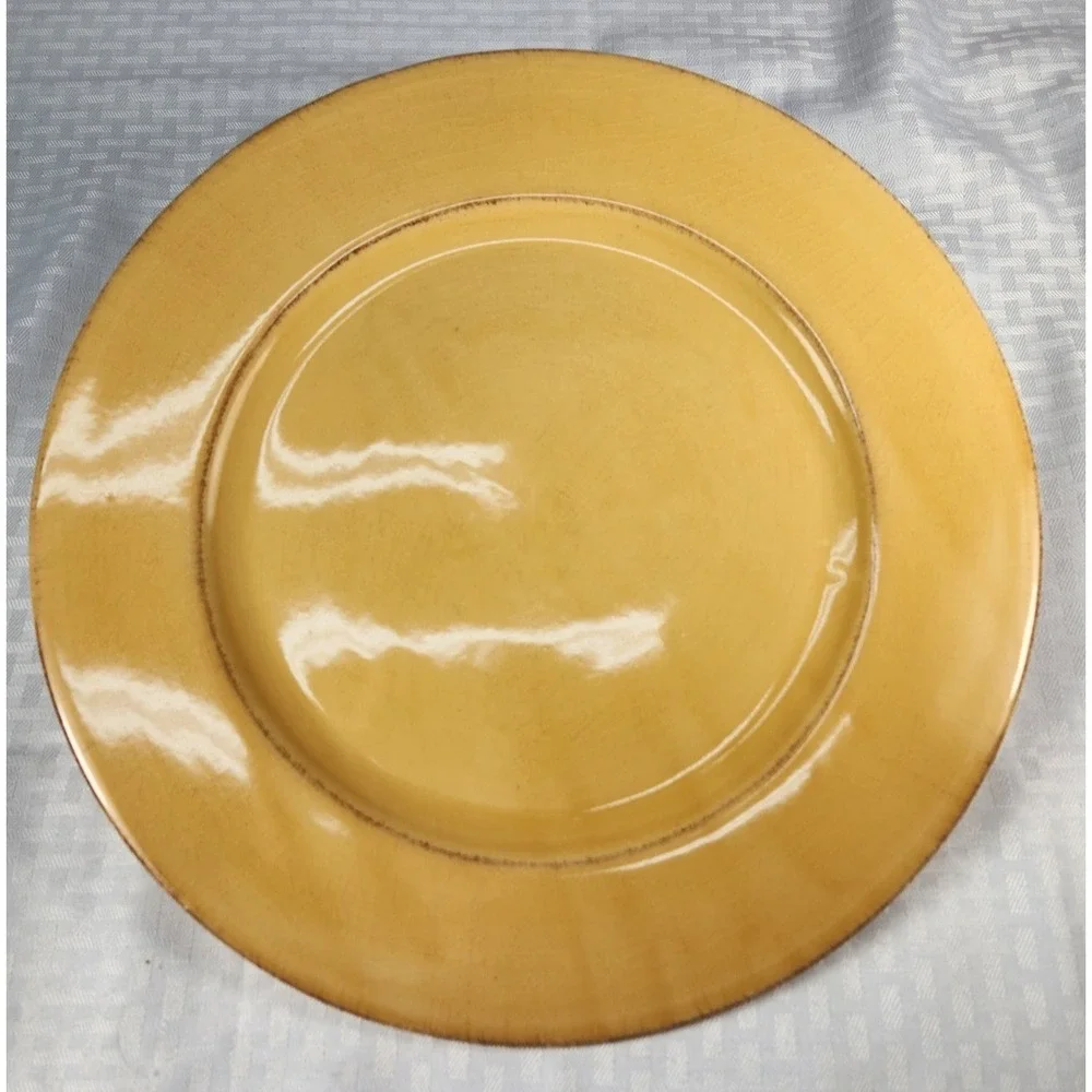 VINTAGE Pier 1 - Tuscan Style Yellow Gold Charger / Platter Made In Italy